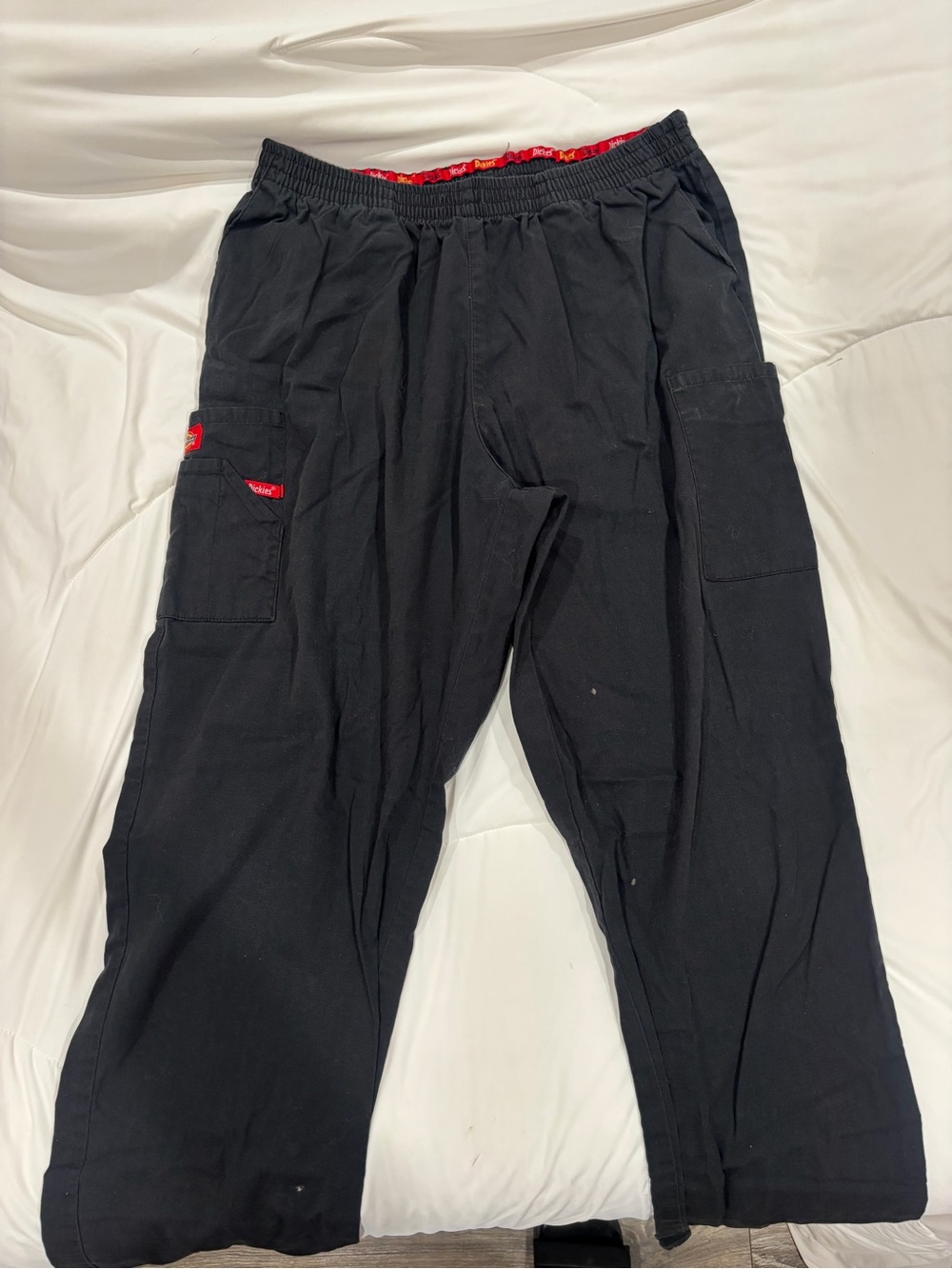Dickies Black Men’s Cargo Pants with Red Waistband Accents
